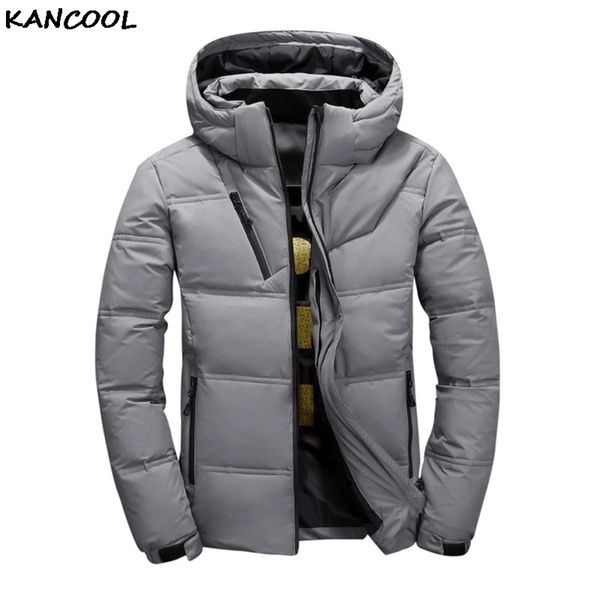 

kancool winter new men down jacket men's brand hooded solid color wild parka coats casual warm white duck down jacket male lj201030, Black;brown