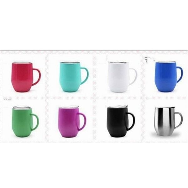 

12oz stemless egg cups vacuum insulated mug stainless steel with lid handle handgrip wine glasses cup a05
