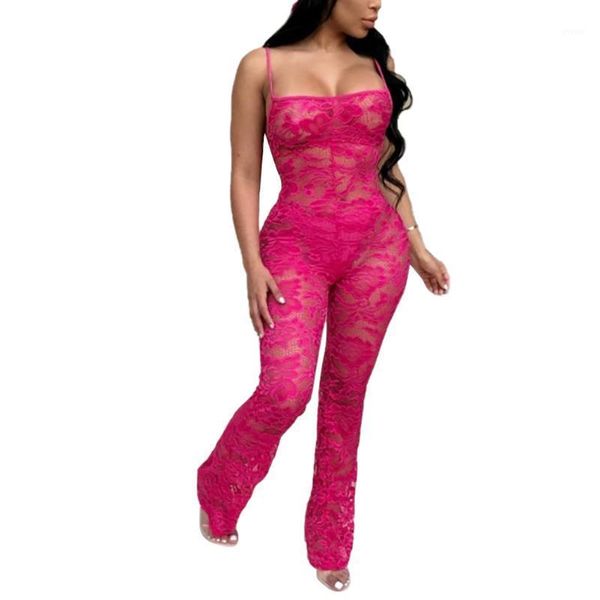 

women's camisole jumpsuit, lace tulle perspective sleeveless elegant summer clothing soft and breathable1, Black;white