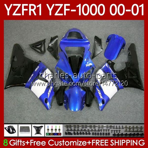 Тело мотоцикла для YAMAHA YZF-1000 YZF R 1 1000 CC YZF-R1 00-03 Кузов 83NO.36 YZF R1 1000CC YZFR1 00 01 02 03 YZF1000 2000 2000 2001 2002 2003 OEM Обтекивает комплект синий черный