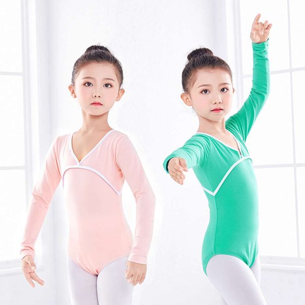 

drs new dance children's one-piece skirt training spring and autumn long sve girl ballet grading clothing, Blue