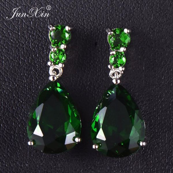 

dangle & chandelier junxin cute fashion female black/purple/red/pink/green water drop earrings white gold filled jewelry vintage wedding, Silver