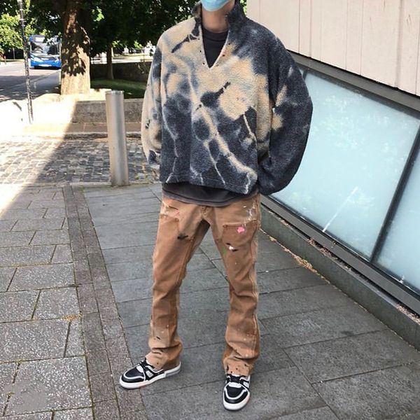 

cp humanmade co branded v-neck tie dyed cashmere sweater, Black