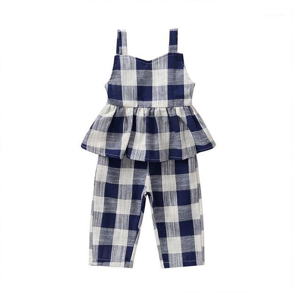 

lattice children girls overalls baby girl summer clothes cotton toddler overalls fashion children's clothing 1-5 years1, Blue