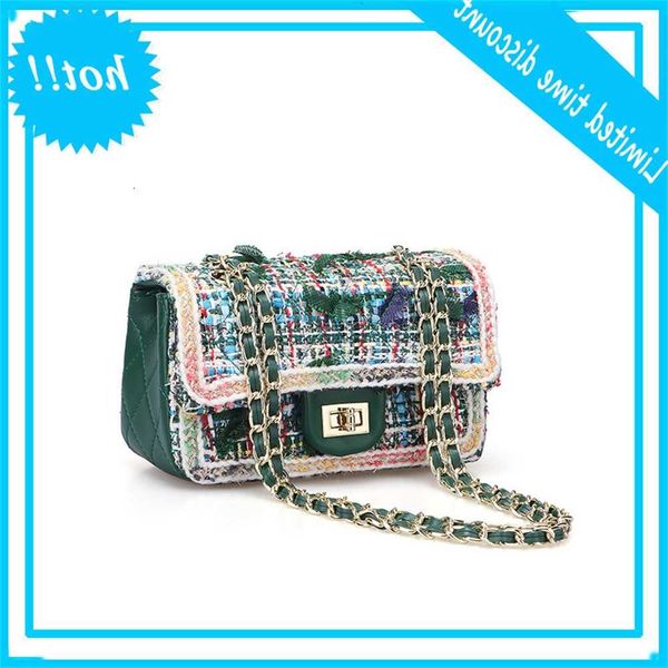 

maidudu women's 2019 new fashion autumn and winter fragrance lingge chain woollen small square messenger bag