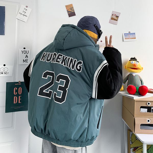

2021 cotton man-quilted autumn bright new face cotton-padded clothes male youth e2vn, Black