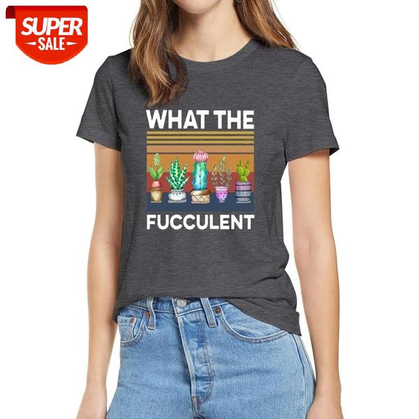 

100% cotton 2020 fashion summer t shirts retro succulent what the fucculent t shirt women white t shirt soft tee xs - 3xl #zy8i