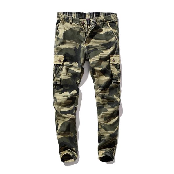 

camouflage overalls fashion streetwear multi pockets cargo pants for men, Black
