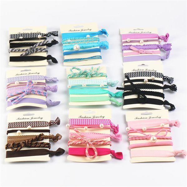 

9 colors headdress hair band printing accessories hair loop card binding knot hair ring lace versatile yaga 5pcs/set