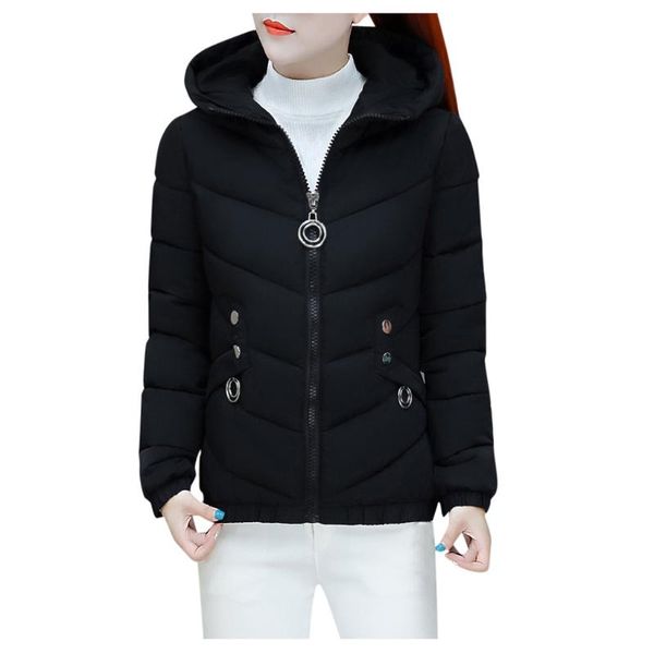 

women's jackets fashion women winter warm hooded cotton jacket solid long-sleeved coat autumn coats and, Black;brown