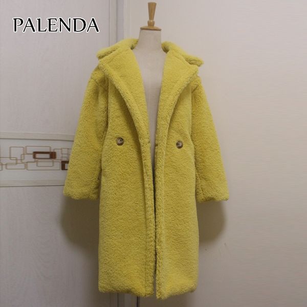 Yeni Kadın Faux Kürk Ceket Kalın Sıcak Ağırlık Hakkında 1.7kg Teddy Ceket Skyblue ve Sarı 201212