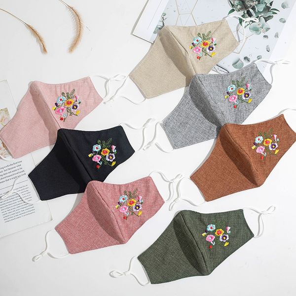

embroidery face mask nation dustproof flowers double deck female ventilation decorate fashion versatile protective mouth masks 4 3qy k2