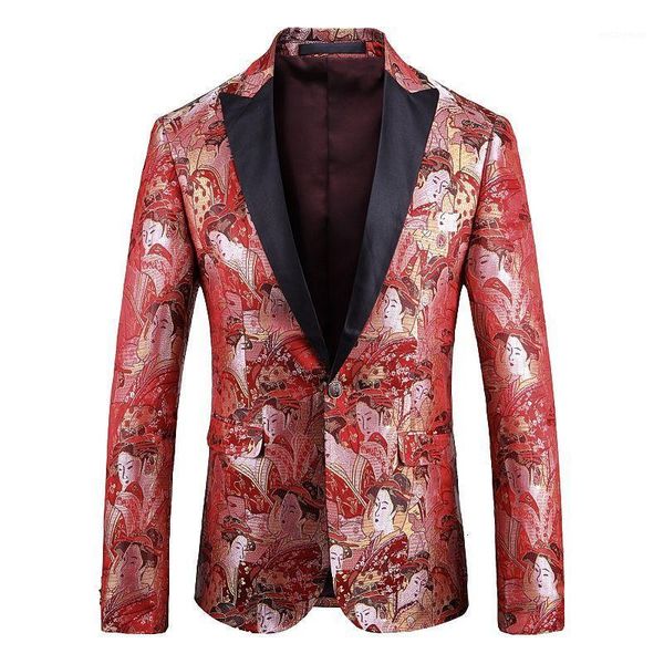 

fashion flower blazer masculino men blazer casual dress groom wedding suit coat new gentlemen business formal dress suit jackets1, White;black