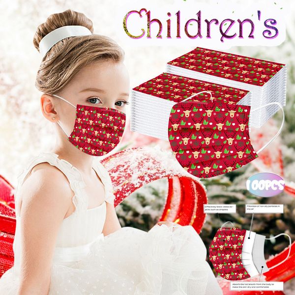 

2021 последние новый kids одноразовая с рождеством детская печатные маски 10/20 / 50 / 100pc party маска для лица shiled тушь новая