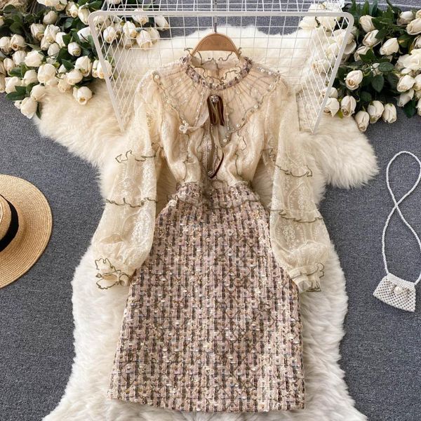 

singreiny casual dresses french dress women elegant fashion sweet a-line party autumn korean streetwear short, Black;gray