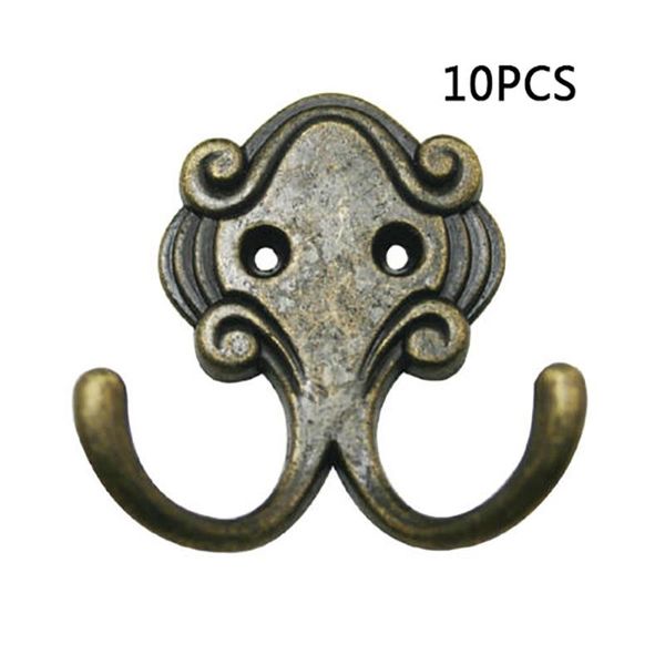 

10pcs vintage bronze double hook door hanger wall hat coat clothes towel robe bath hook sale