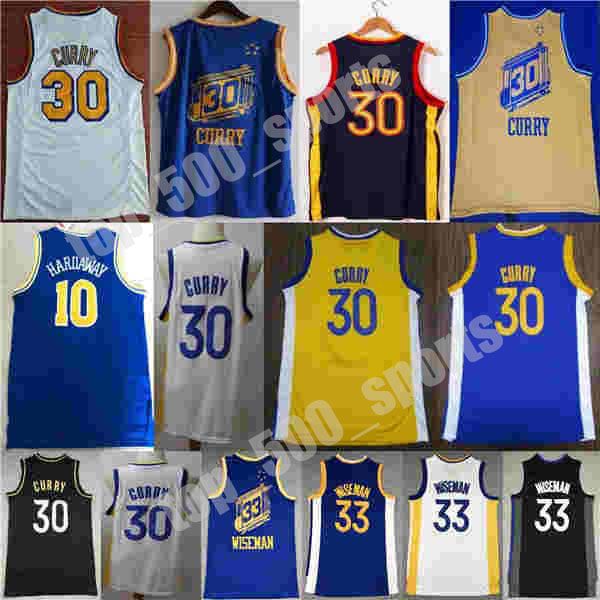 

2021 new city stephen 30 curry james 33 wiseman tim 10 hardaway basketball jersey ncaa jersey blue white black color, Black;red