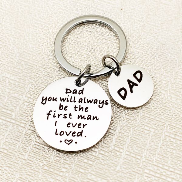 

fathers day gifts keyring stainless steel charm father and daughter keychains family jewewlry dad gift, Slivery;golden