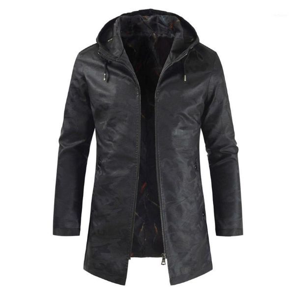 

men leather jacket winter waterproof faux fur coats men long leather motorcycle jackets clothing faux black jacket hooded zipper1