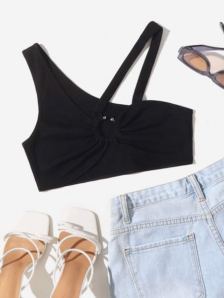 

asymmetrical neck o-ring detail q1ga#, White