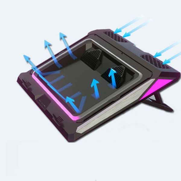

lapcooling pads 17 inch gaming cooler double fan eu us plug 4500 rpm notebook pad rgb lighting bracket angle adjustable