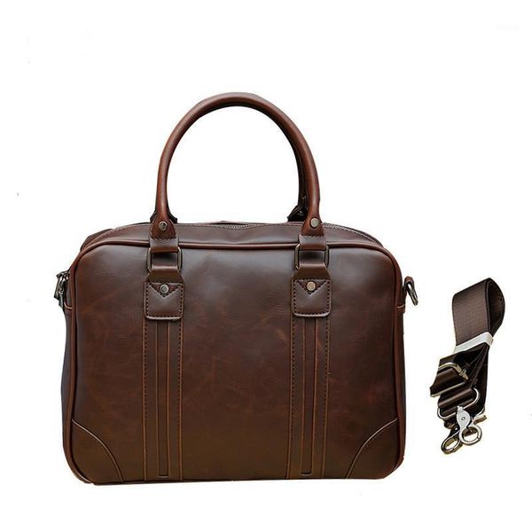 

crazy horse leather man bag business case attache vintage style office briefcase black lapmessenger computer handbag men00011