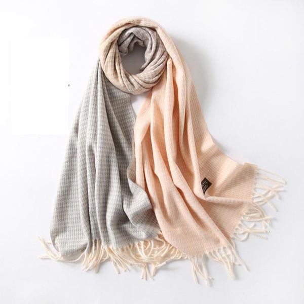 

зимний шарф для женщин кашемировые шали шарфы палантины письмо печать толстый теплый плед женский foulard ad017, Blue;gray