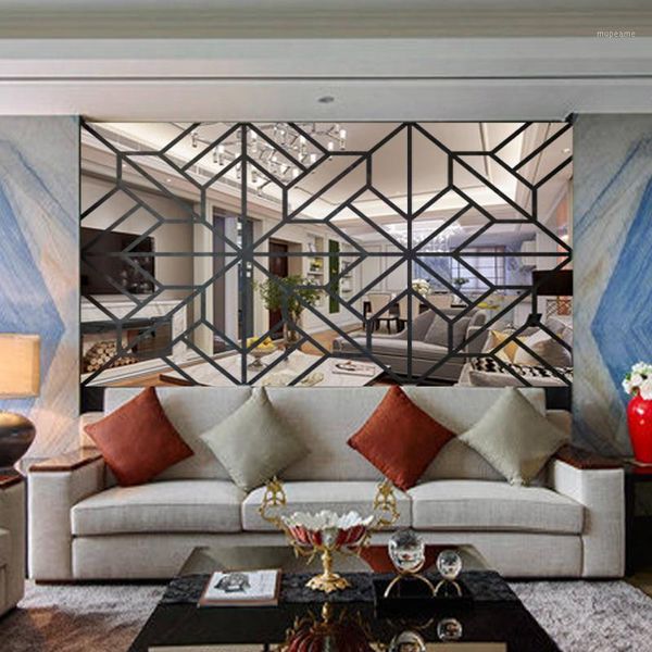 

wall stickers modern tv background decoration 3d acrylic mirror diy home decor art decals 4 sets1