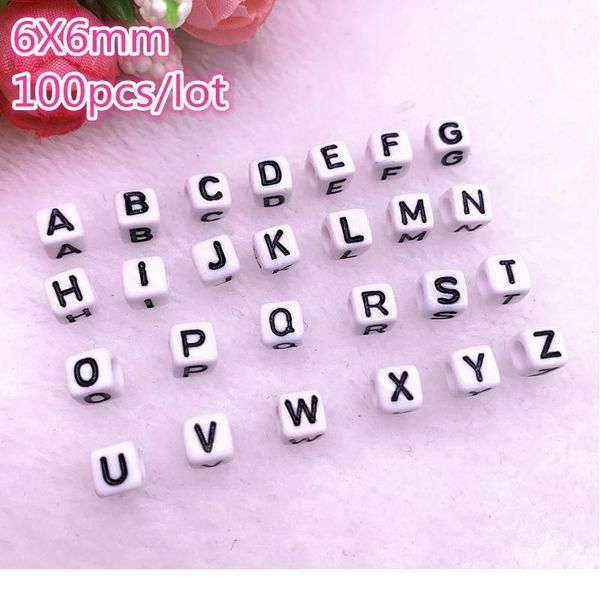 

100pcs/lot a-z white alphabet/ letter acrylic cube beads for diy jewelry making 6x6mm(1/4\"x1/4\") 100pcs qylqea, Crystal
