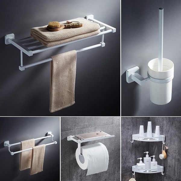 

nordic white bathroom accessories set towel ring holder 304stainless steel folding bath towel rack wall toilet brush holder hook qylzqc