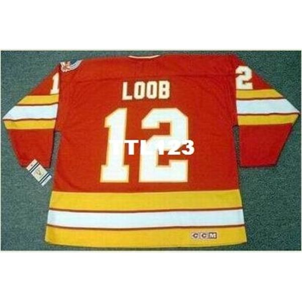 

421s #12 hakan loob calgary flames 1989 ccm vintage retro home hockey jersey or custom any name or number retro jersey, Black