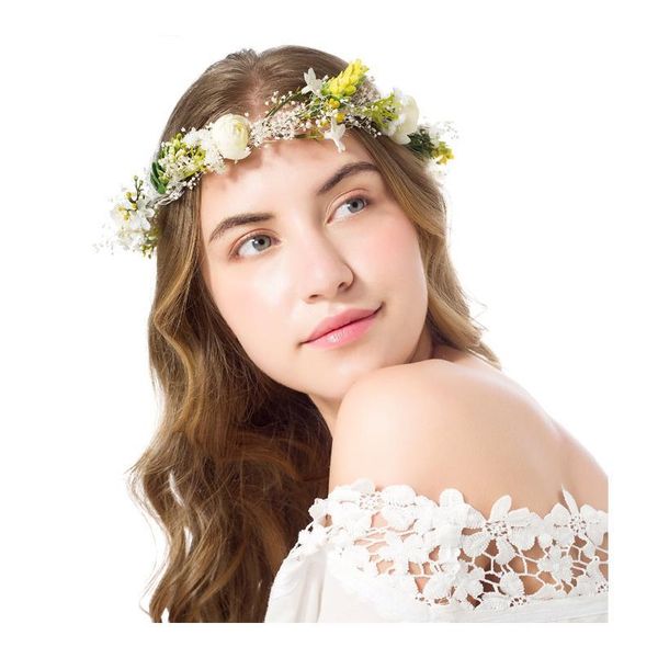 

dried babysbreath flower wreath bridal headband headdress ornament kid children flower crown hair accessories adjustable jllgdm