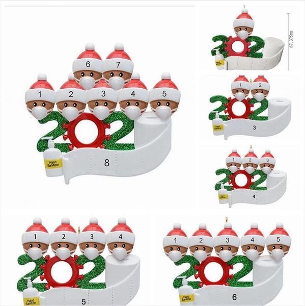 

2020 quarantine christmas pendant resin dark skin family of 1-7 xmas tree hanging ornament social distancing party decoration ljjp549zwb0