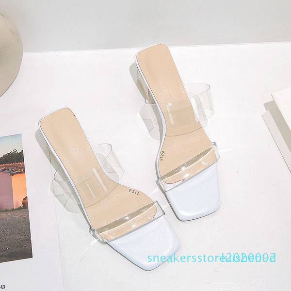 

1wholesale прозрачный jelly женщины тапочки лето открытым носком женщина способа слайды площади heels сандалии mule обувь zapatos de muje s0, Black