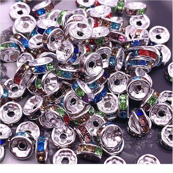 

50pcs 8mm crystai rhinestone glass round loose spacer beads for jewelry making diy bracelet acc qylrum