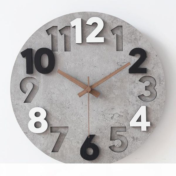 

stereoscopic creativity wall clock luxurious simple modern wooden wall clock silent round relogios de parede home decor ad50wc