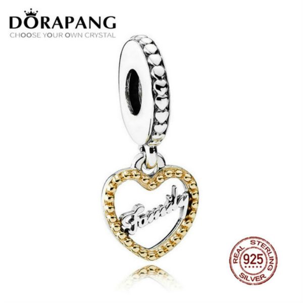 

2021 new 100% 925 sterling silver family script dangle charm pendant bead for mother gift bracelet diy bangle, Black