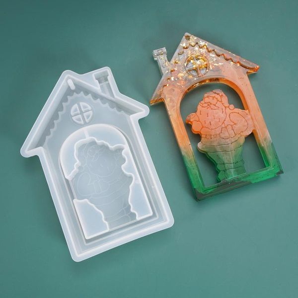 

santa and house christmas decoration silicone mold epoxy resin craft supplies resin art holiday craft supplies party molds wmtoba bdesybag, Black