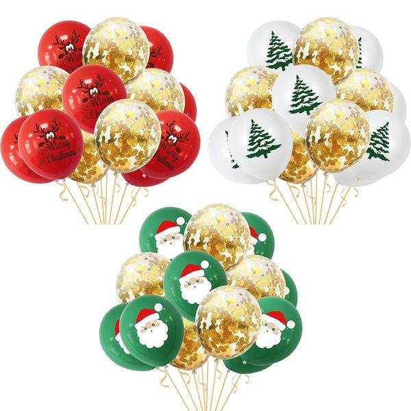 

10pcs santa claus elk tree printed confetti balloon set christmas decoration for home xmas party navidad noel new year 2021 bbysrw bwkf