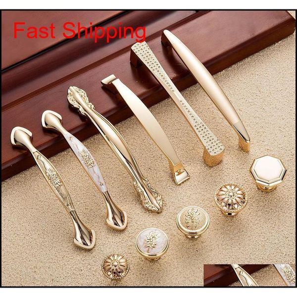 

2 pcs gold door handles wardrobe drawer pulls kitchen cabinet knobs handles fittings for furniture handles hard qylftq yh_pack