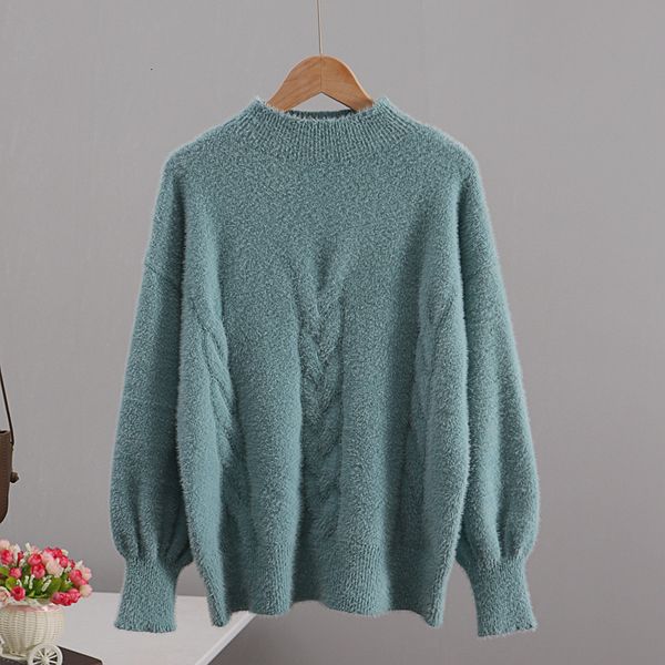 

2021 new women sweater mink cashmere winter crew neck pullover chic lady jumper christmas knitwear sweaters h0i4, White;black