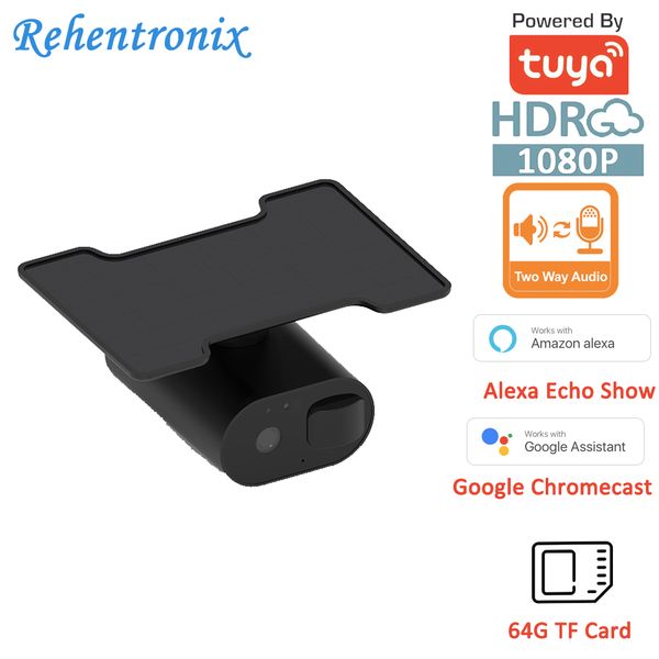 

1080p waterproof outdoor rechargeable battery solar cctv security wifi camera tuya powered works with alexa google voice control