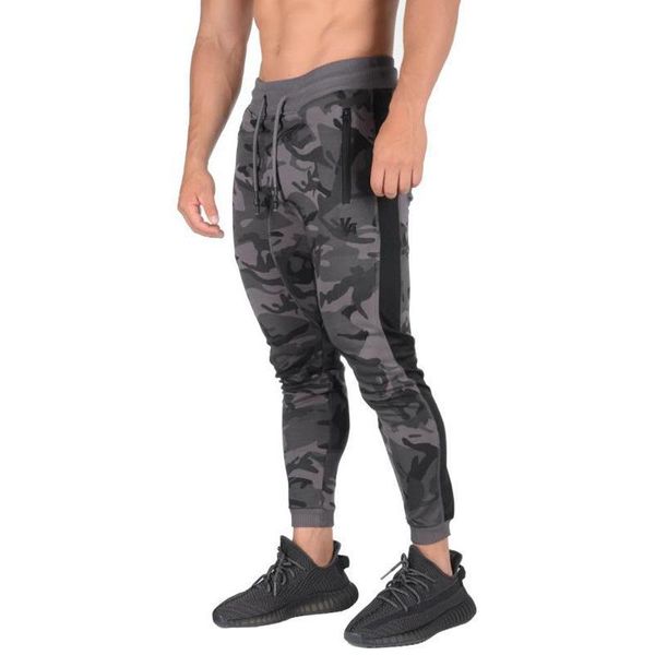 

running pants muscle brothers fitness casual pin tiao printed trousers slim fit sports skinny male fat, Black;blue