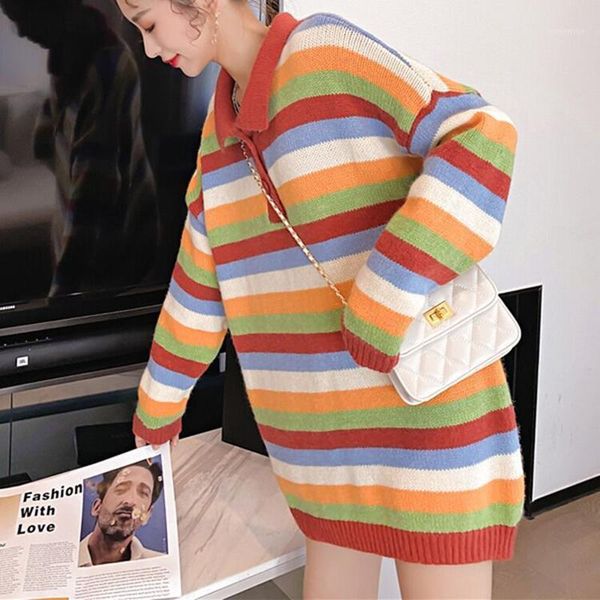 

long womens striped sweater female oversized knitted fall 2020 clothing pullover winter autumn new fashion korean style ladies1, White;black