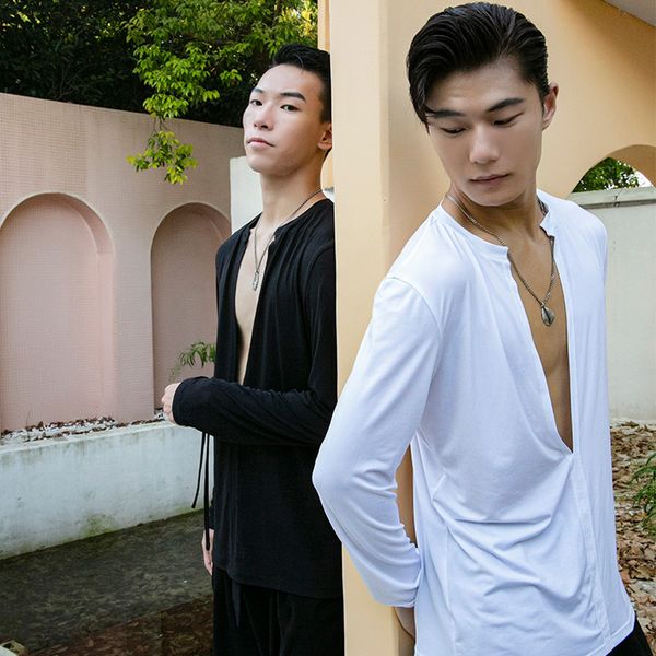 

latin dance for men v-neck ballroom practice wear stage costume tango dance wear dancer outfits designer clothes jl2096, Black;red