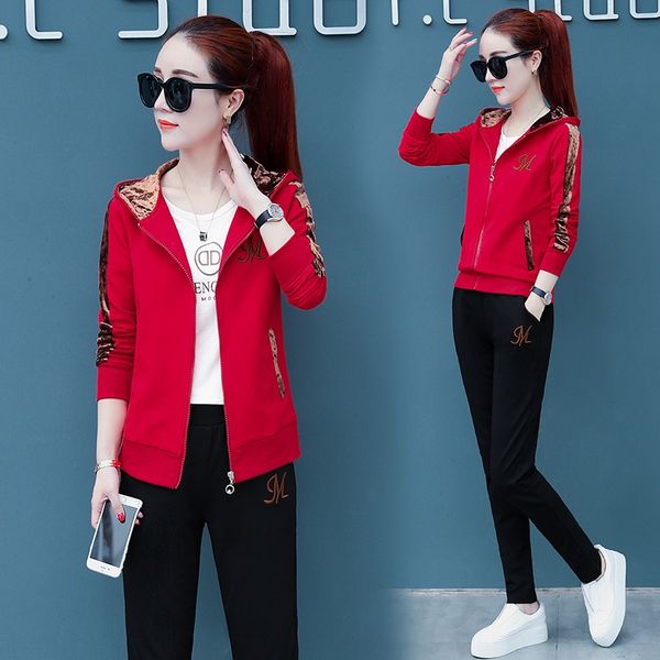 

корейский свитер sweaterloose мода досуг длинного рукав спортивного костюма женщины осень 2020 новый стиль свитера с капюшоном три куска наб, Gray