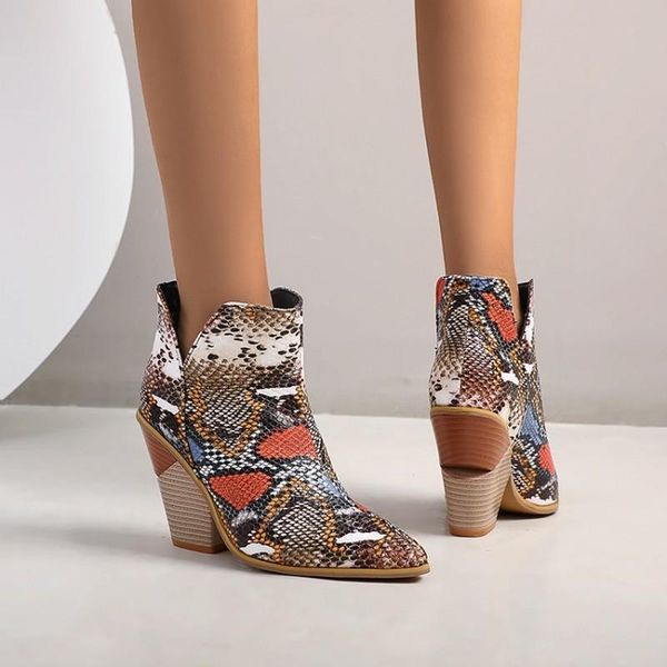 

западного ковбой ботильоны осень зима странной стиль casual toe женщины остроконечной boots синей желтая короткий botas высокие каблуки обув, Black