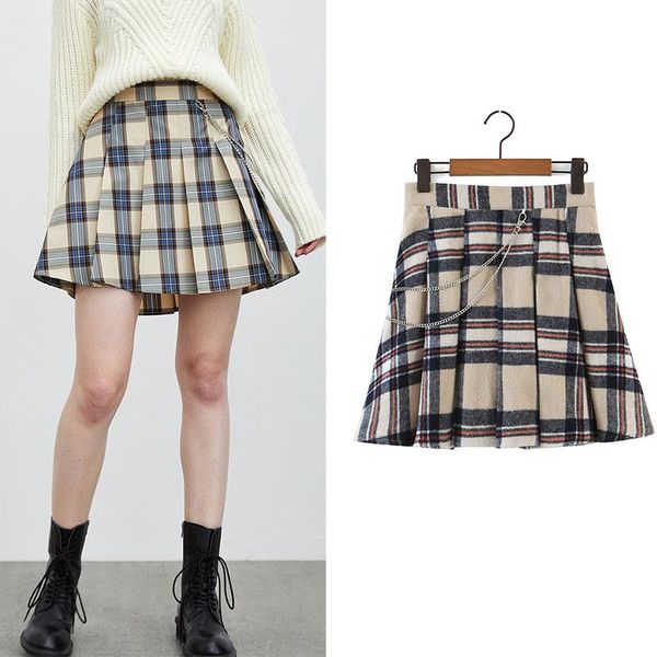 

skirts women miniskirt with plaid print summer skirt, Black