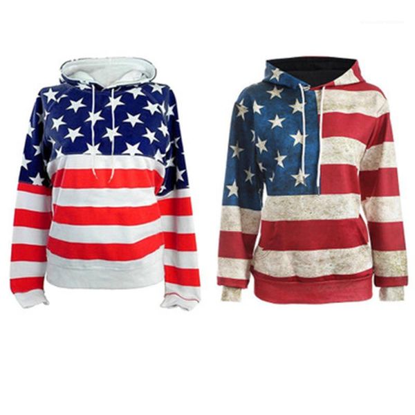 

sweatshirts american flag women hoodies fashion 3d digital printing long sleeve hooded sweater designer ladies casual loose, Black