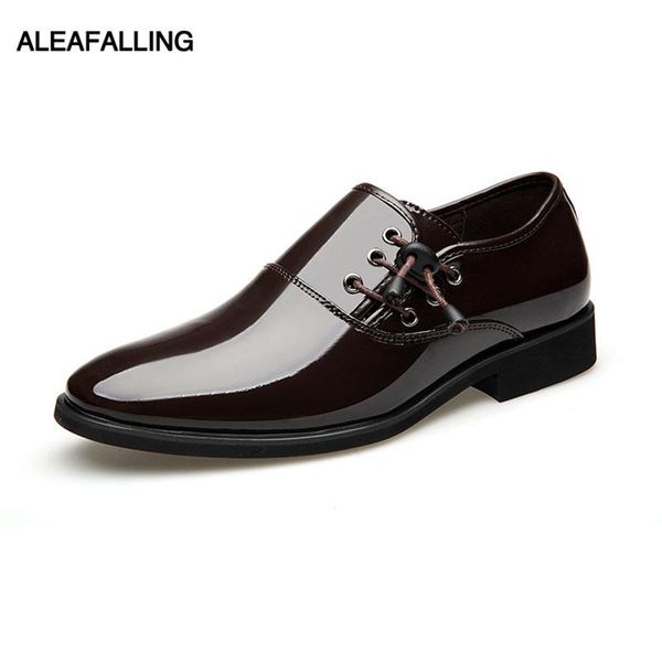 

dress shoes aleafalling men's pu shinny leather office party wedding for gentleman's easly roud toe boy's amsd02, Black